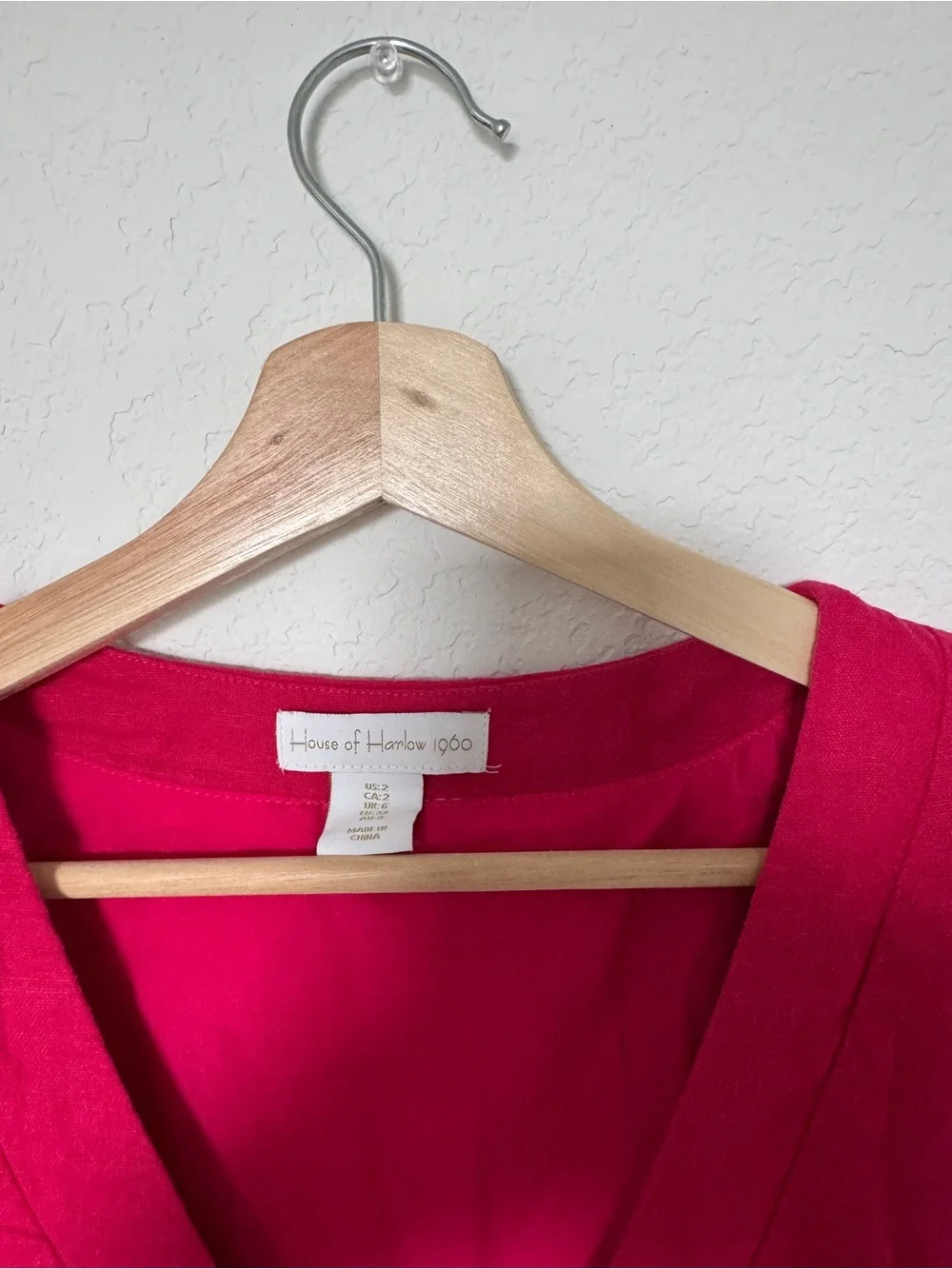 House of Harlow 1960 Hot Pink V-Neck Tie-Front Mini Dress